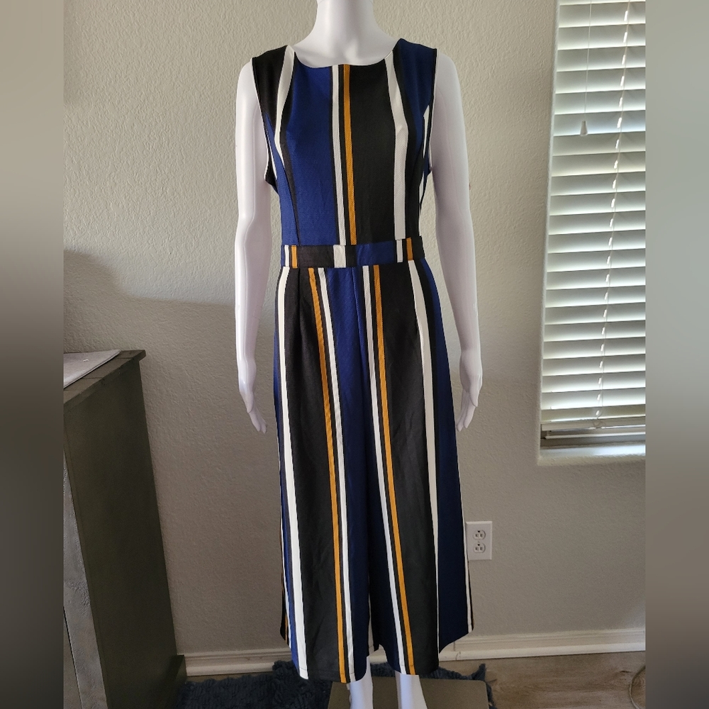 Wide Leg Cropped Striped Jumpsuit